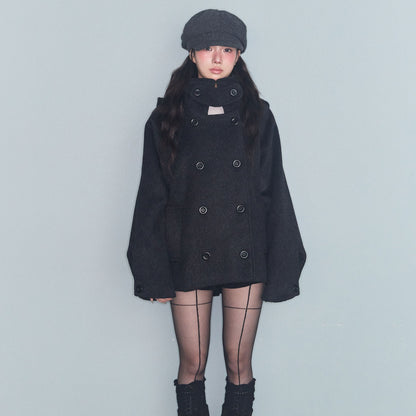 Maeve Women's Wool Coat - Double-Breasted Hooded Stretch