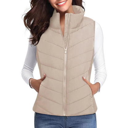 Maeve Women's Coat - Zip-Up High-Neck Cotton