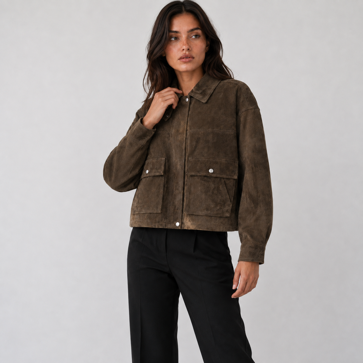 Maeve Women's Leather Jacket - Zip-Up Relaxed-Fit, Maroon