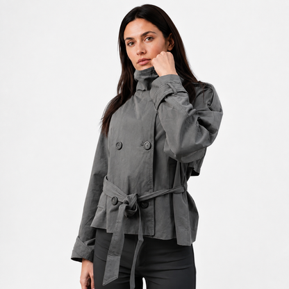 Maeve Women's Trench Coat - Belted High-Neck Long-Sleeve Autumn-Weight