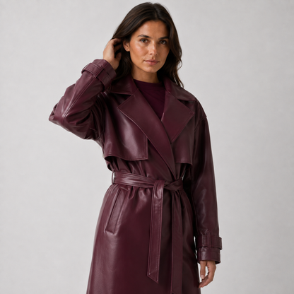 Maeve Women's Longline Coat - Belted Vintage Lace-Up