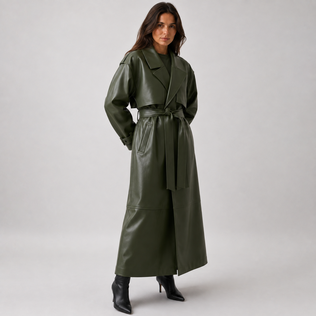 Maeve Women's Longline Coat - Belted Vintage Lace-Up