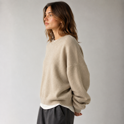 Maeve Women's Oversized Jumper - Longline Wool-Blend Knitted Relaxed-Fit