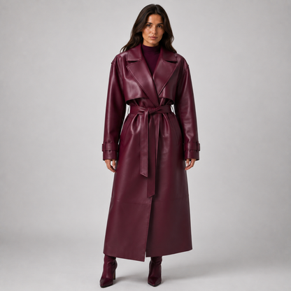 Maeve Women's Longline Coat - Belted Vintage Lace-Up