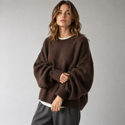 Maeve Women's Oversized Jumper - Longline Wool-Blend Knitted Relaxed-Fit