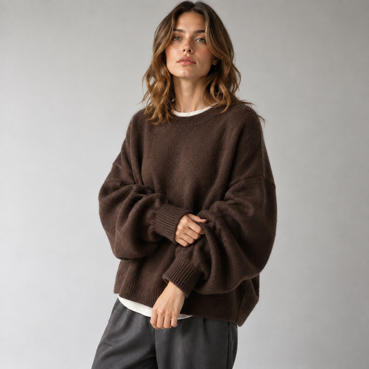 Maeve Women's Oversized Jumper - Longline Wool-Blend Knitted Relaxed-Fit