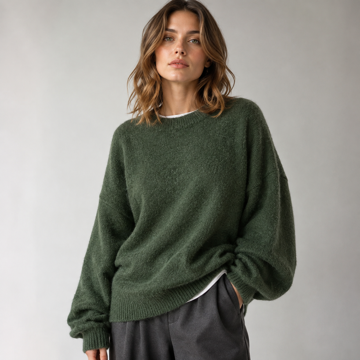 Maeve Women's Oversized Jumper - Longline Wool-Blend Knitted Relaxed-Fit