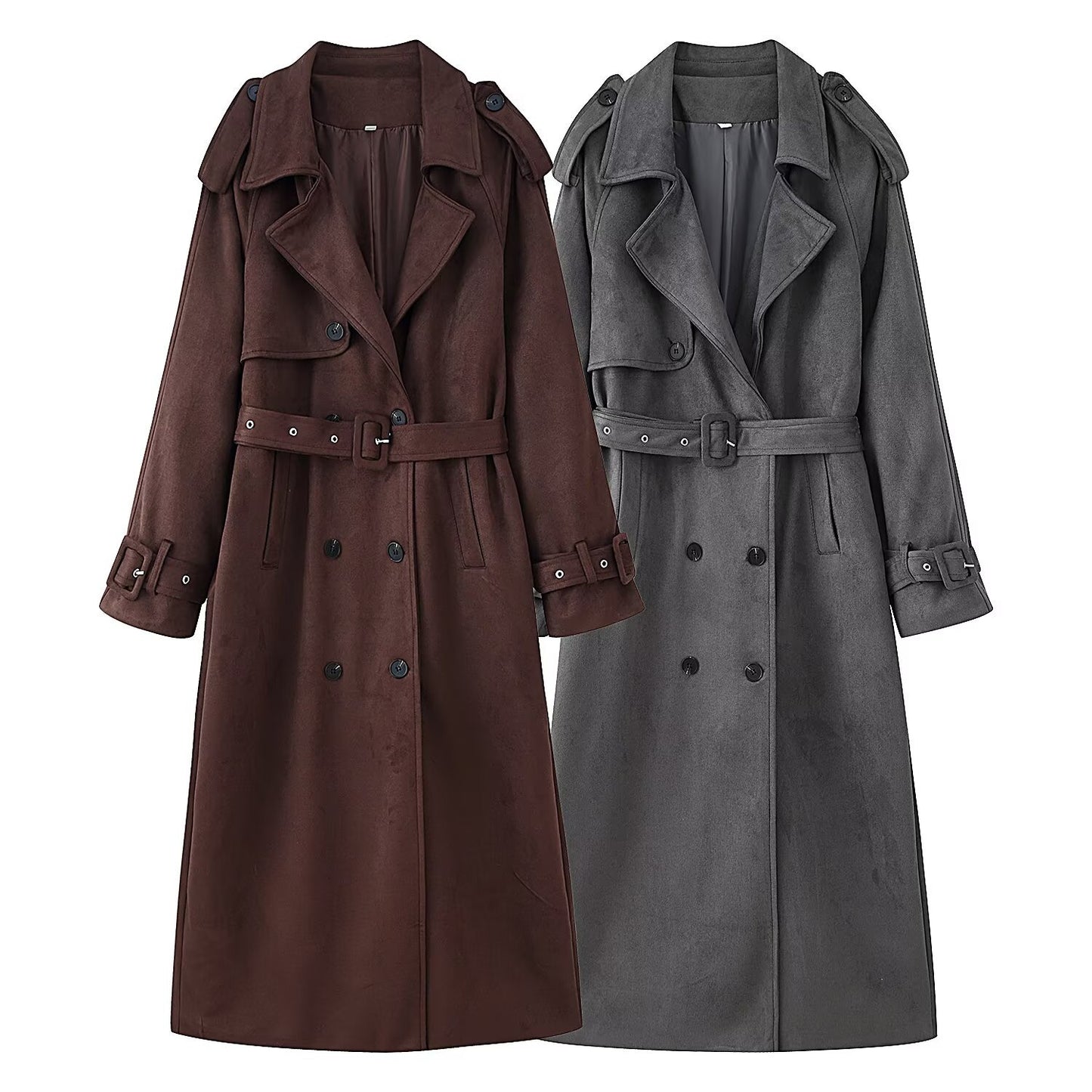 Maeve Women's Trench Coat - Belted Double-Breasted Short