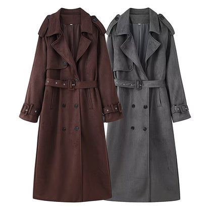Maeve Women's Trench Coat - Belted Double-Breasted Short