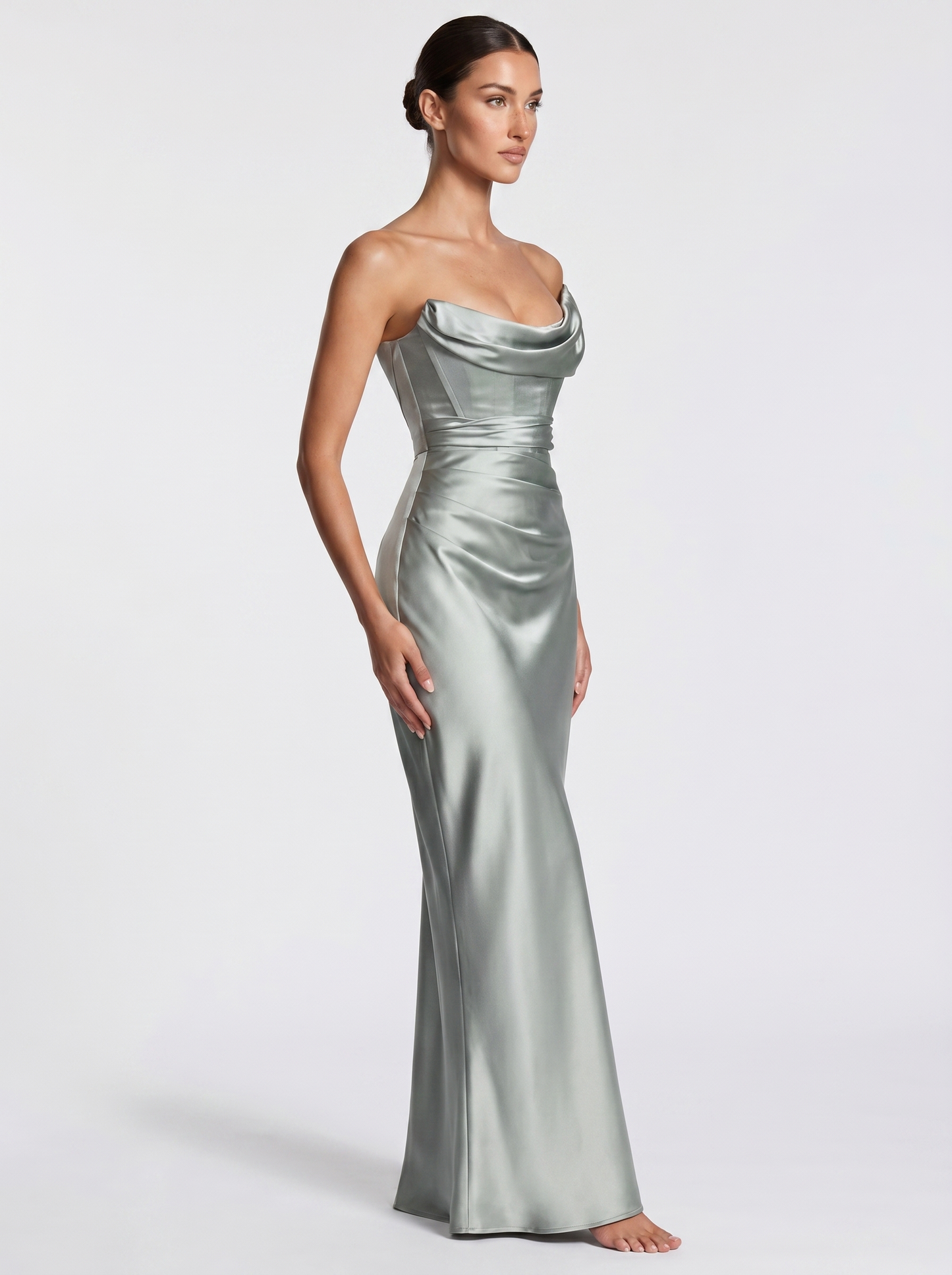 Bardot Satin Maxi Ivy Green - Three-quarter