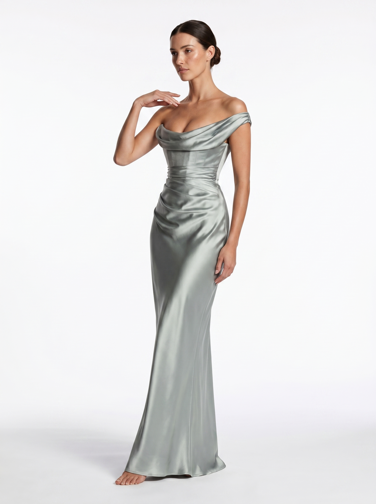 Bardot Satin Maxi Ivy Green - Alt pose