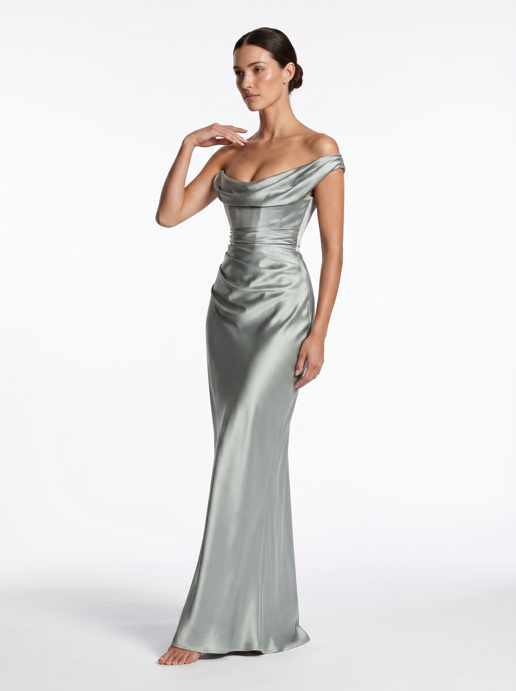 Bardot Satin Maxi Ivy Green - Alt pose