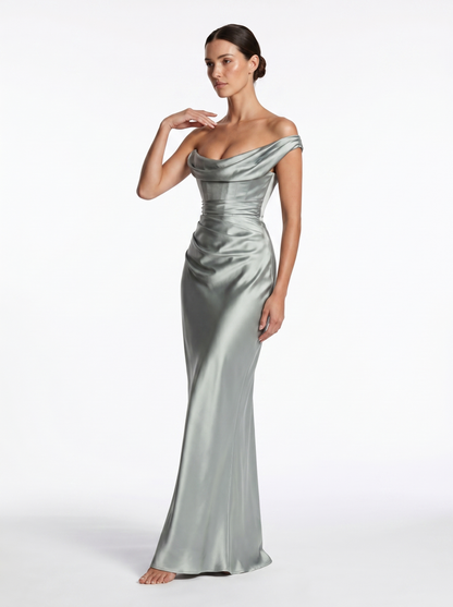 Bardot Satin Maxi Ivy Green - Alt pose