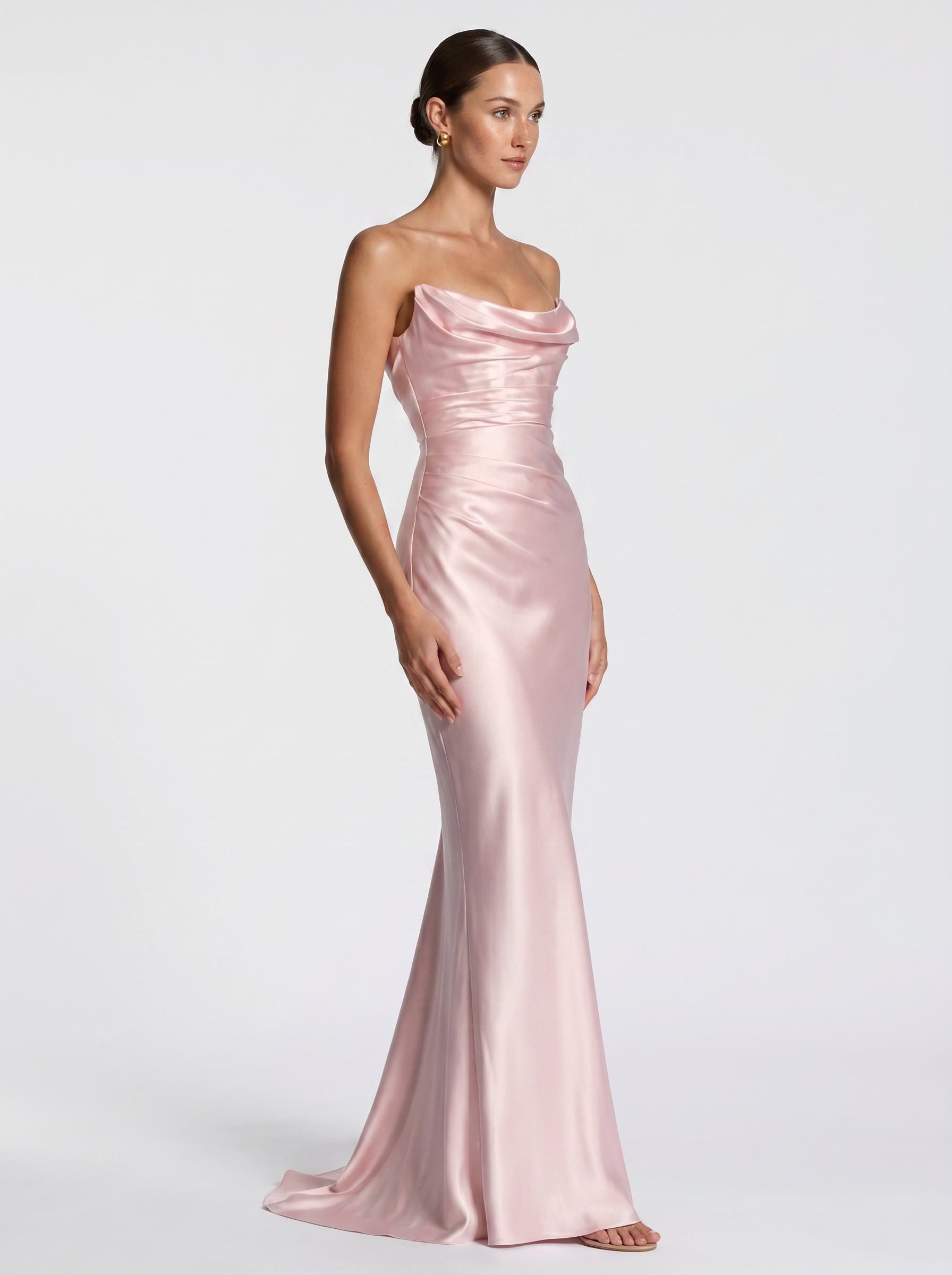 Bardot Satin Maxi Pink - Three-quarter