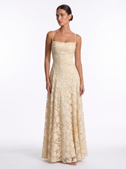 Lace Backless Maxi Beige - Hero