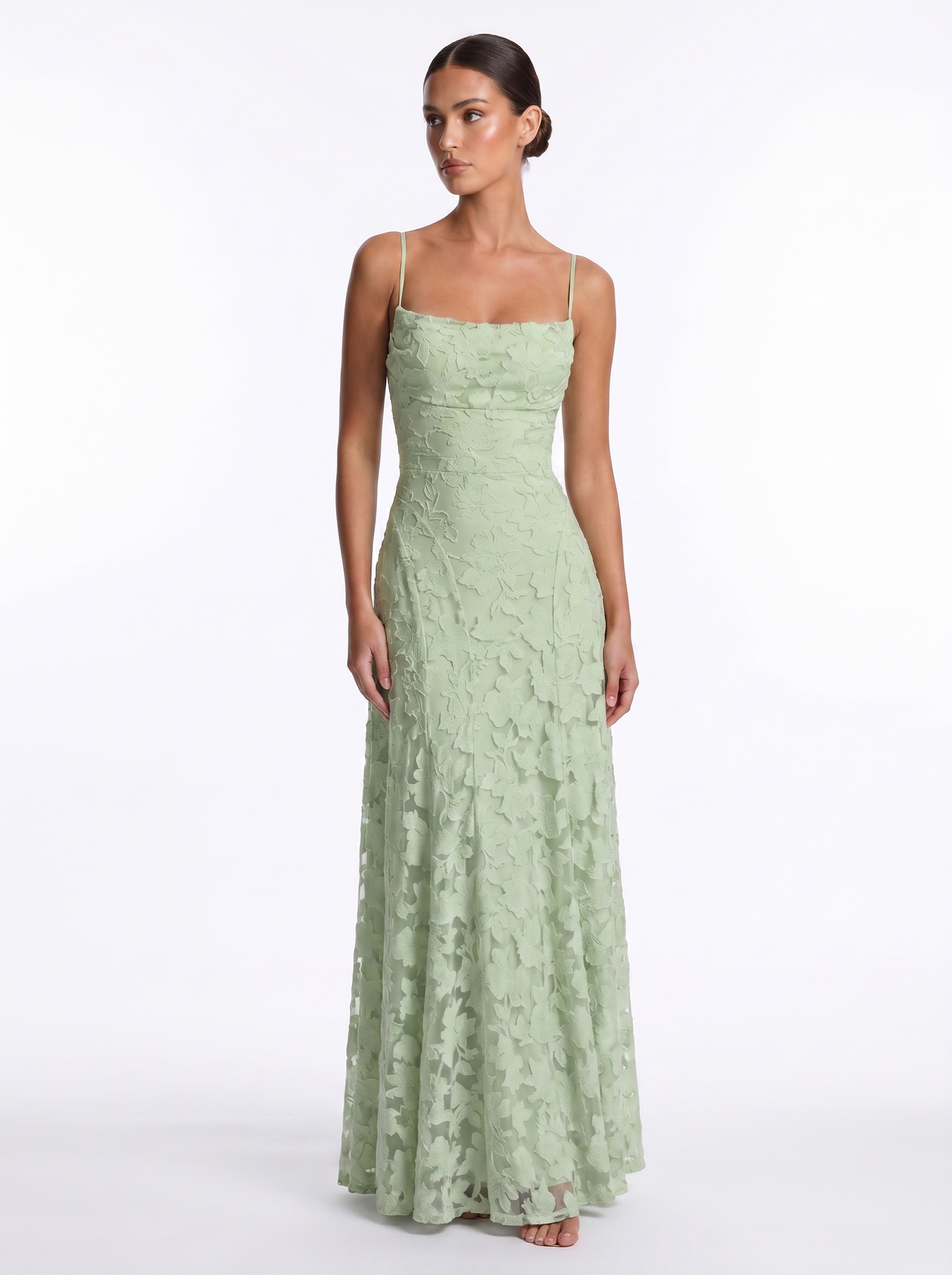 Lace Backless Maxi Lime Green - Hero