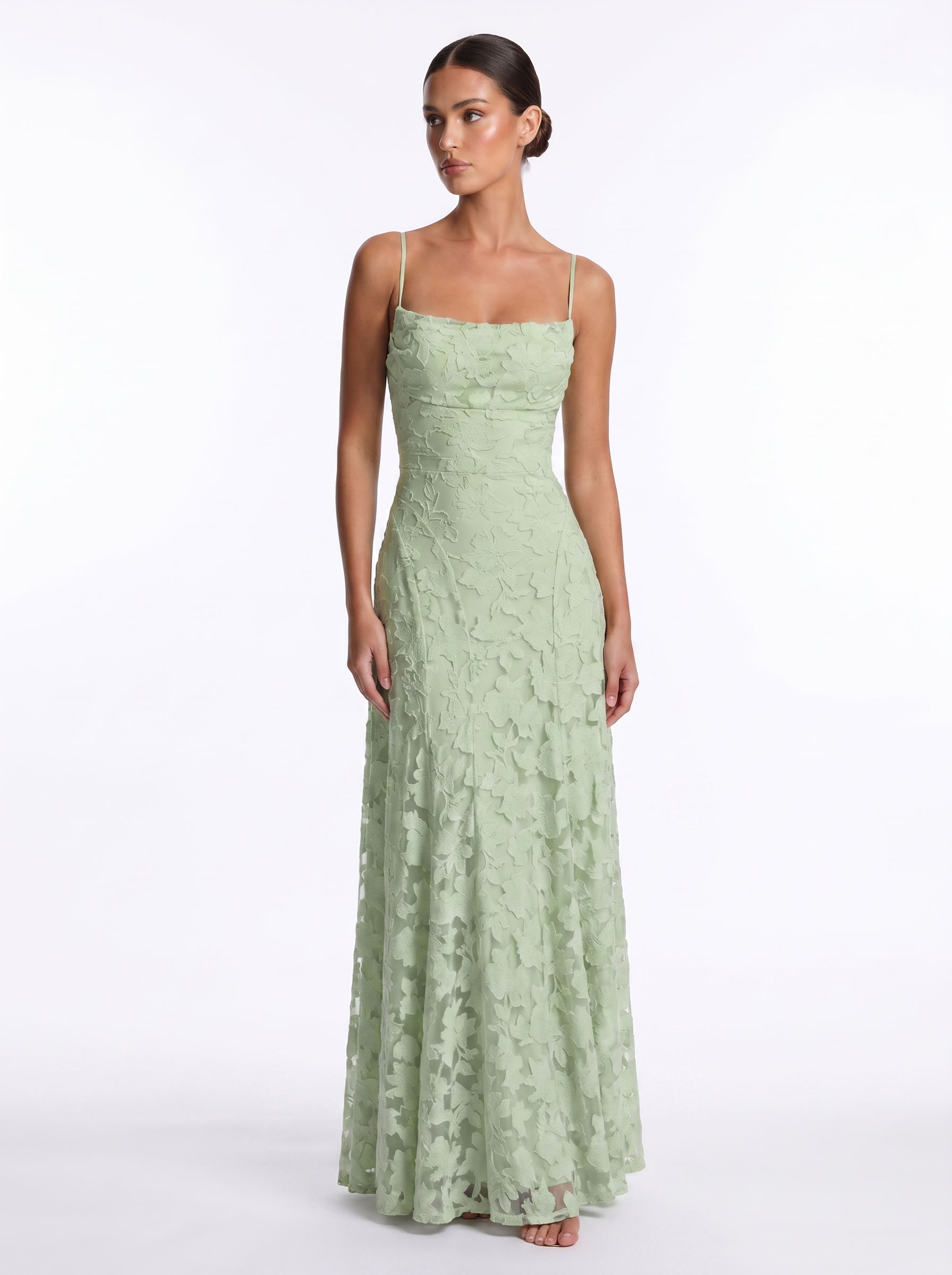 Lace Backless Maxi Lime Green - Hero