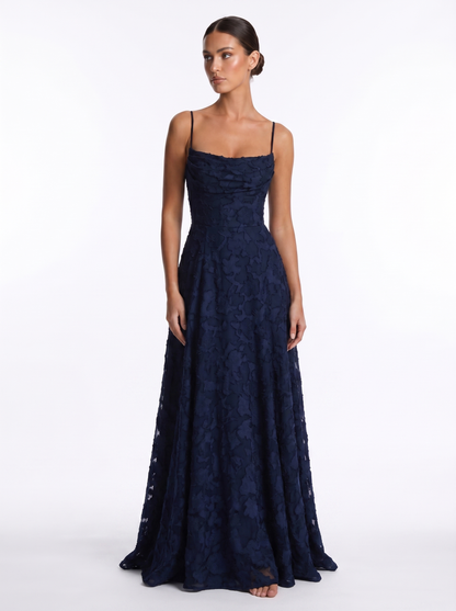 Lace Backless Maxi Navy - Hero