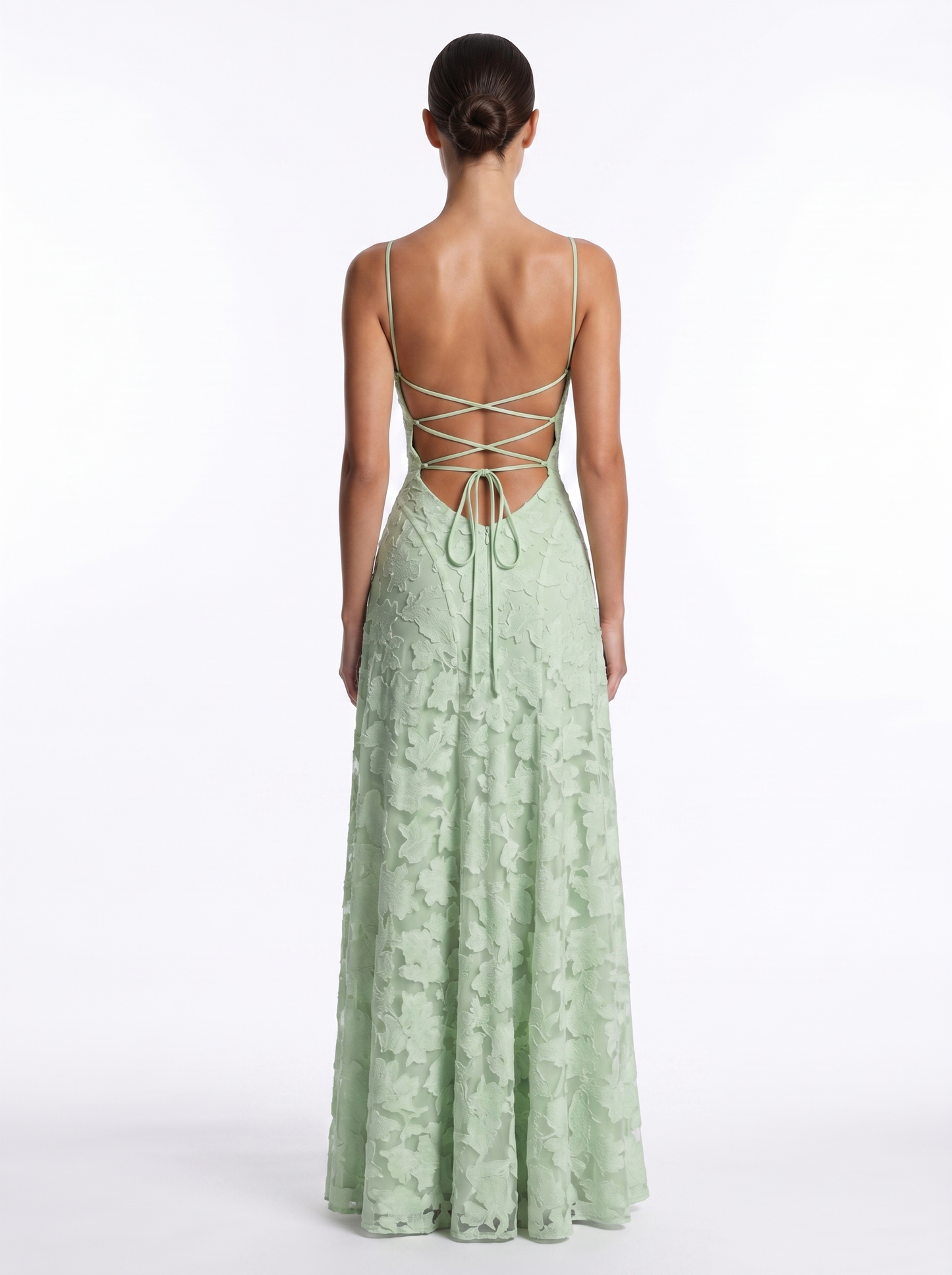 Lace Backless Maxi Lime Green - Back