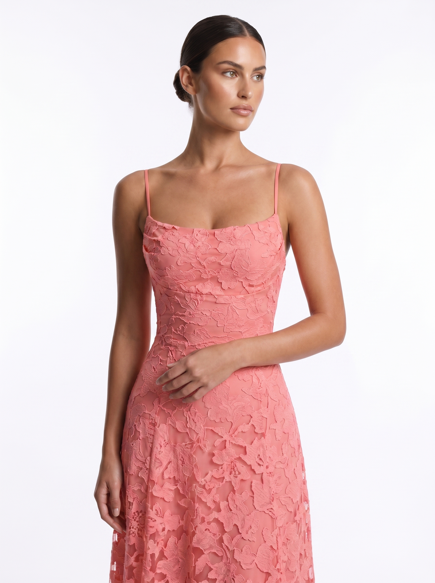 Lace Backless Maxi Rose Red - Half body