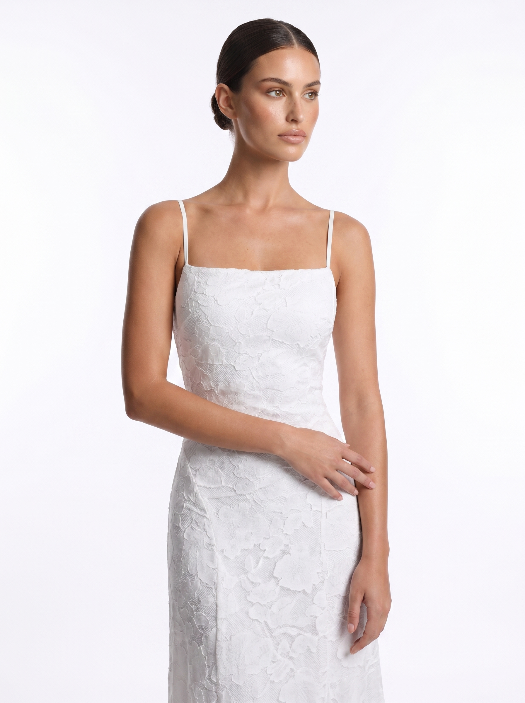 Lace Backless Maxi White - Half body