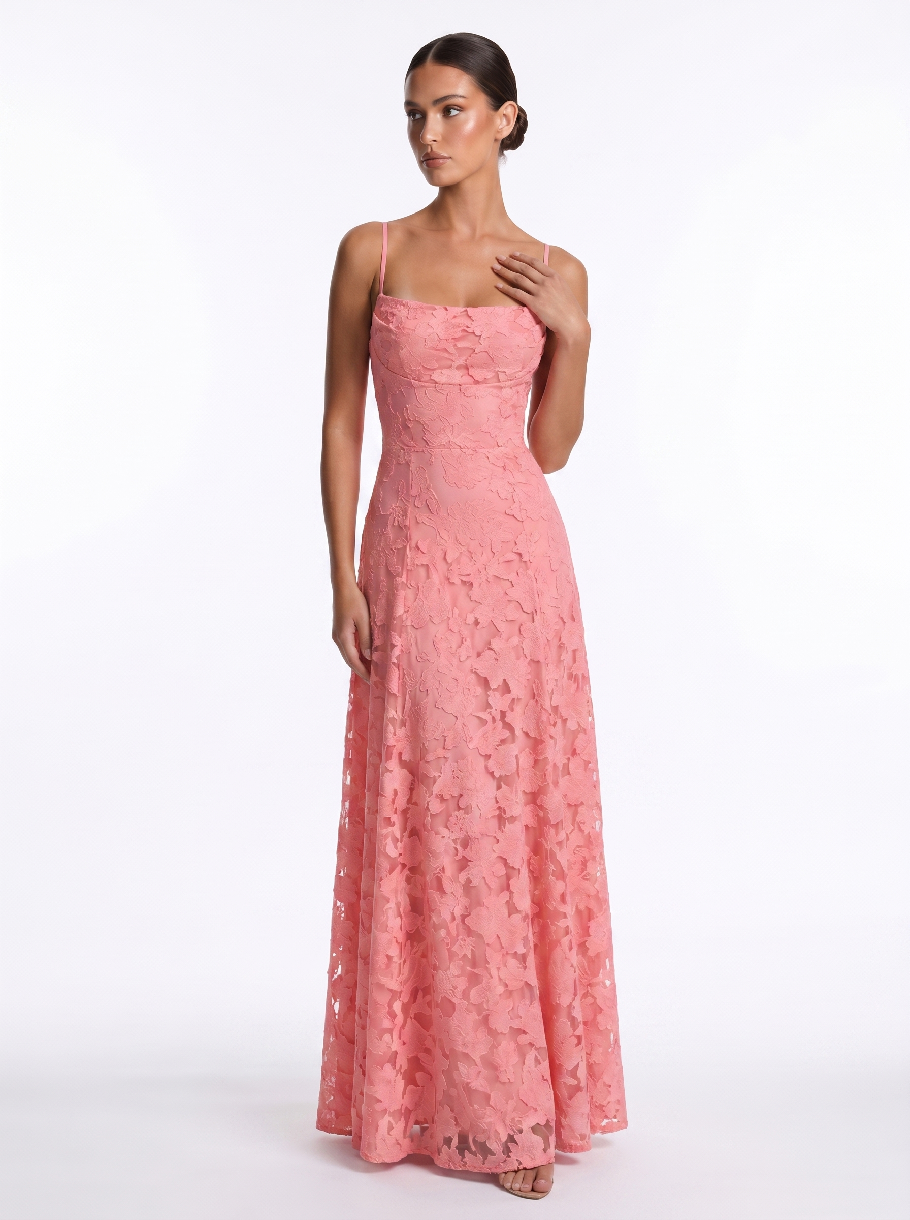 Lace Backless Maxi Rose Red - Alt pose