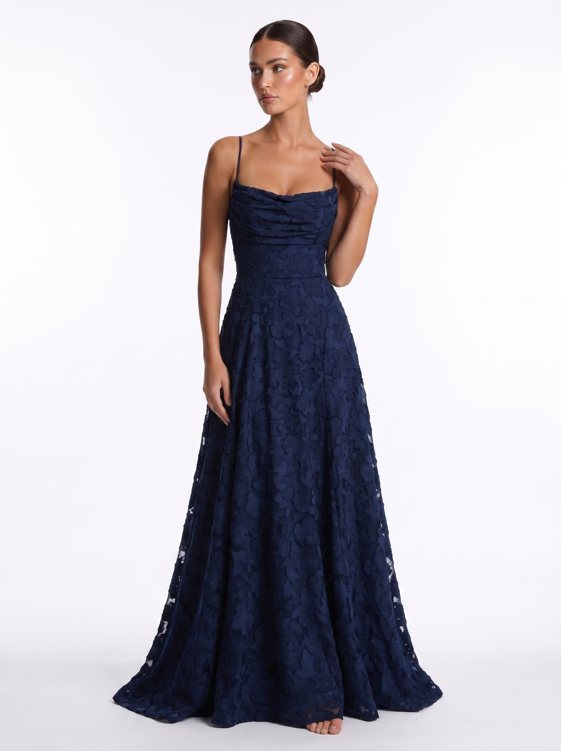 Lace Backless Maxi Navy - Alt pose