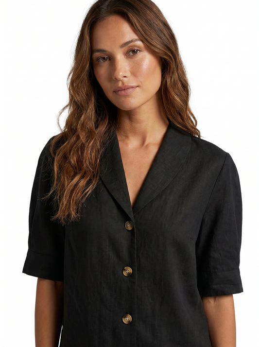 Linen Blouse Black - Hero