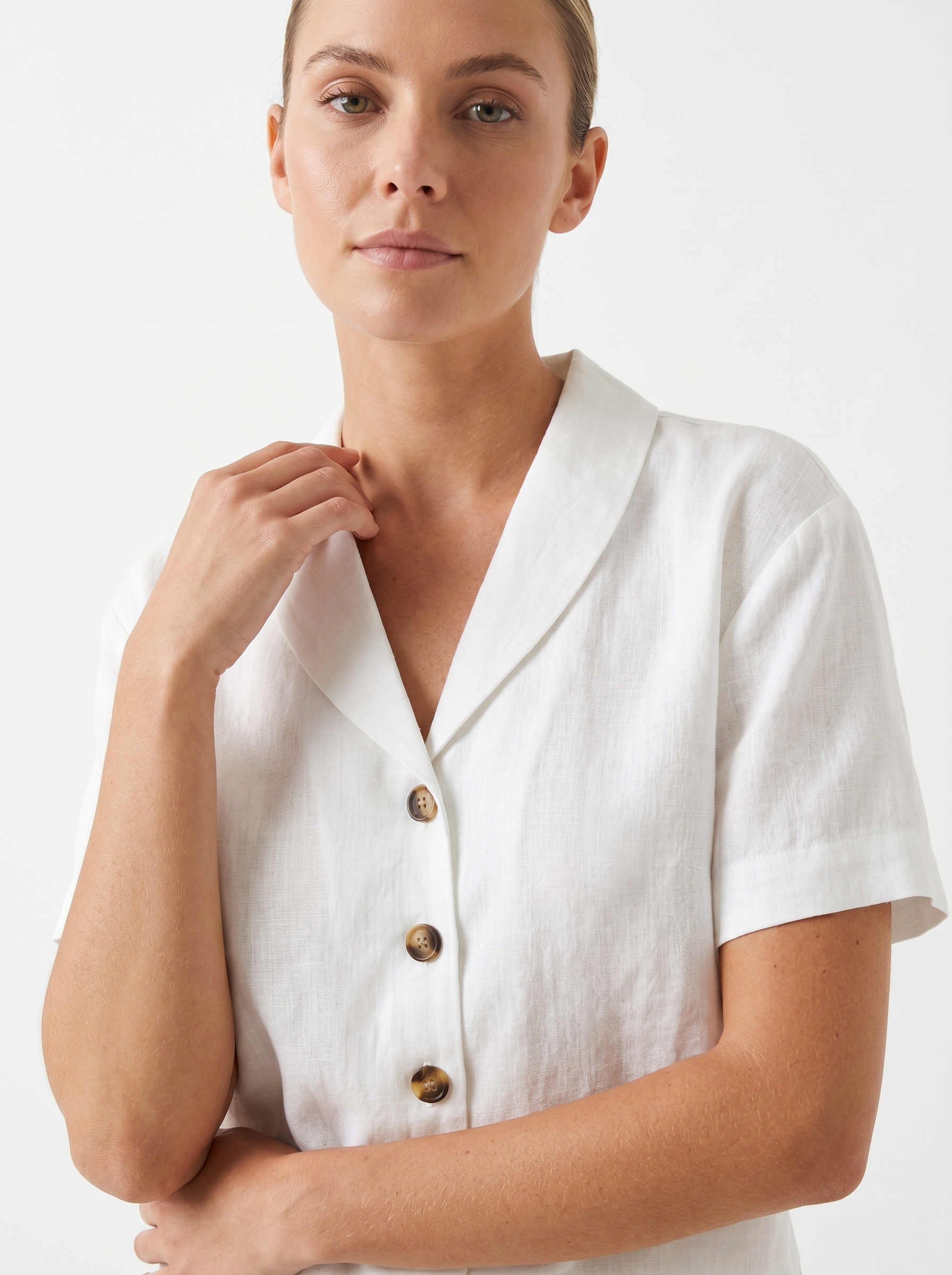 Linen Blouse White - Detail