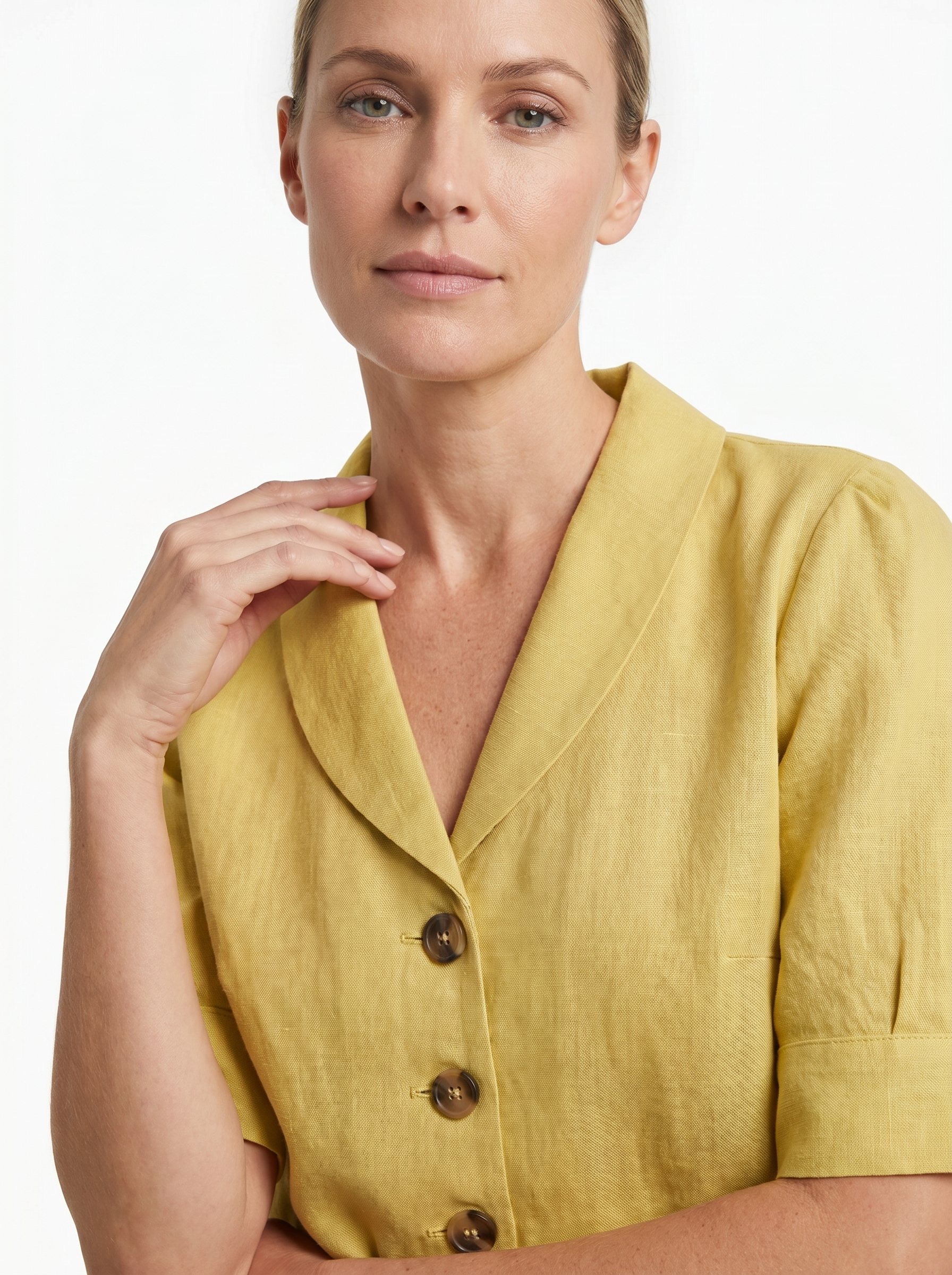Linen Blouse Yellow - Detail