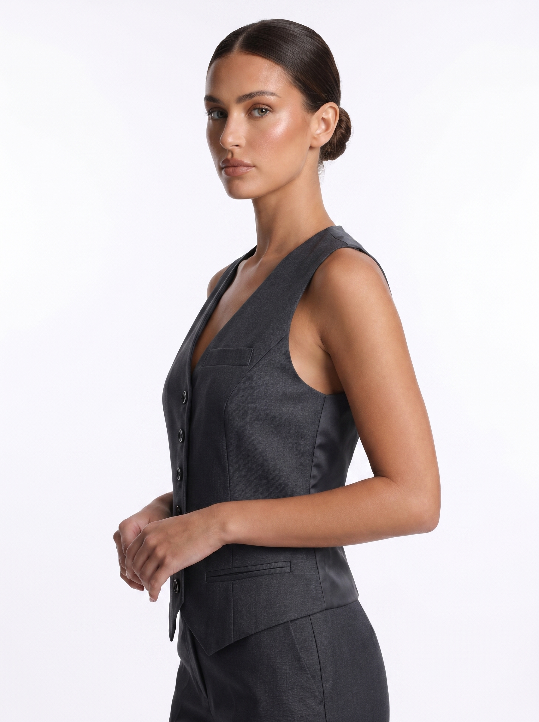 Waistcoat Charcoal Gray - Three-quarter