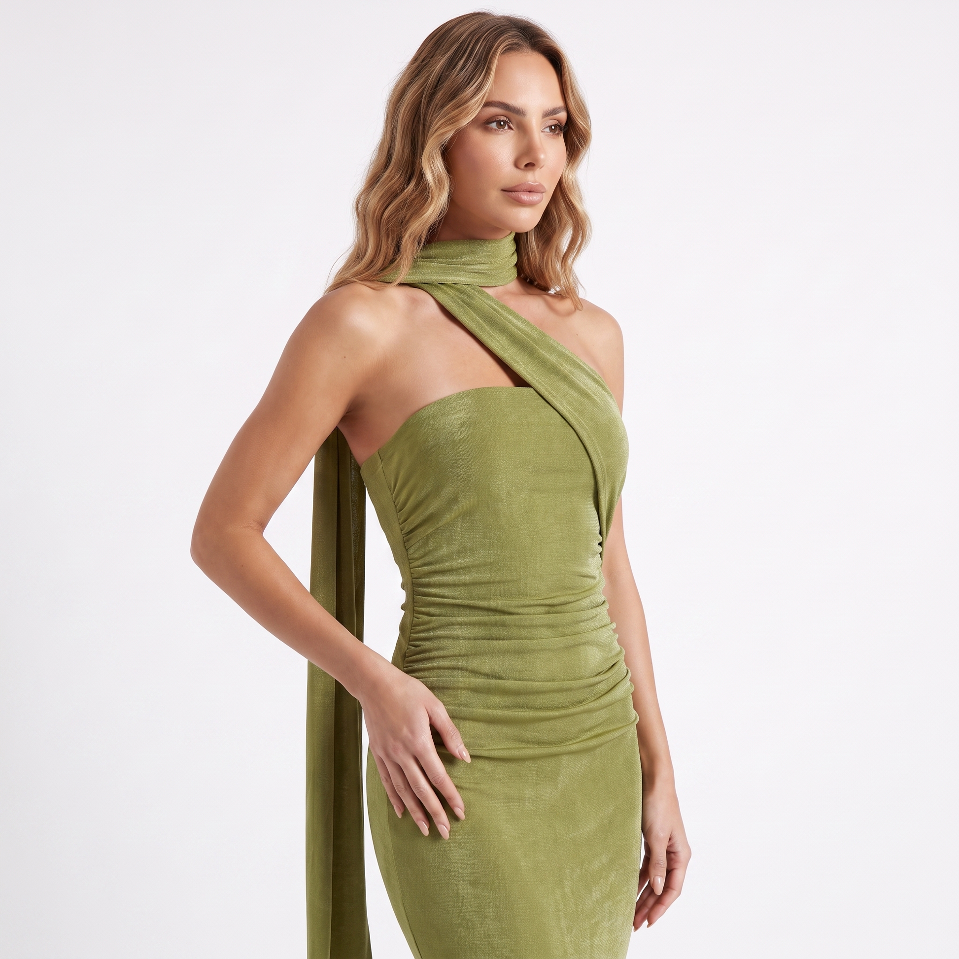 Womens Dress Green - neckline detail