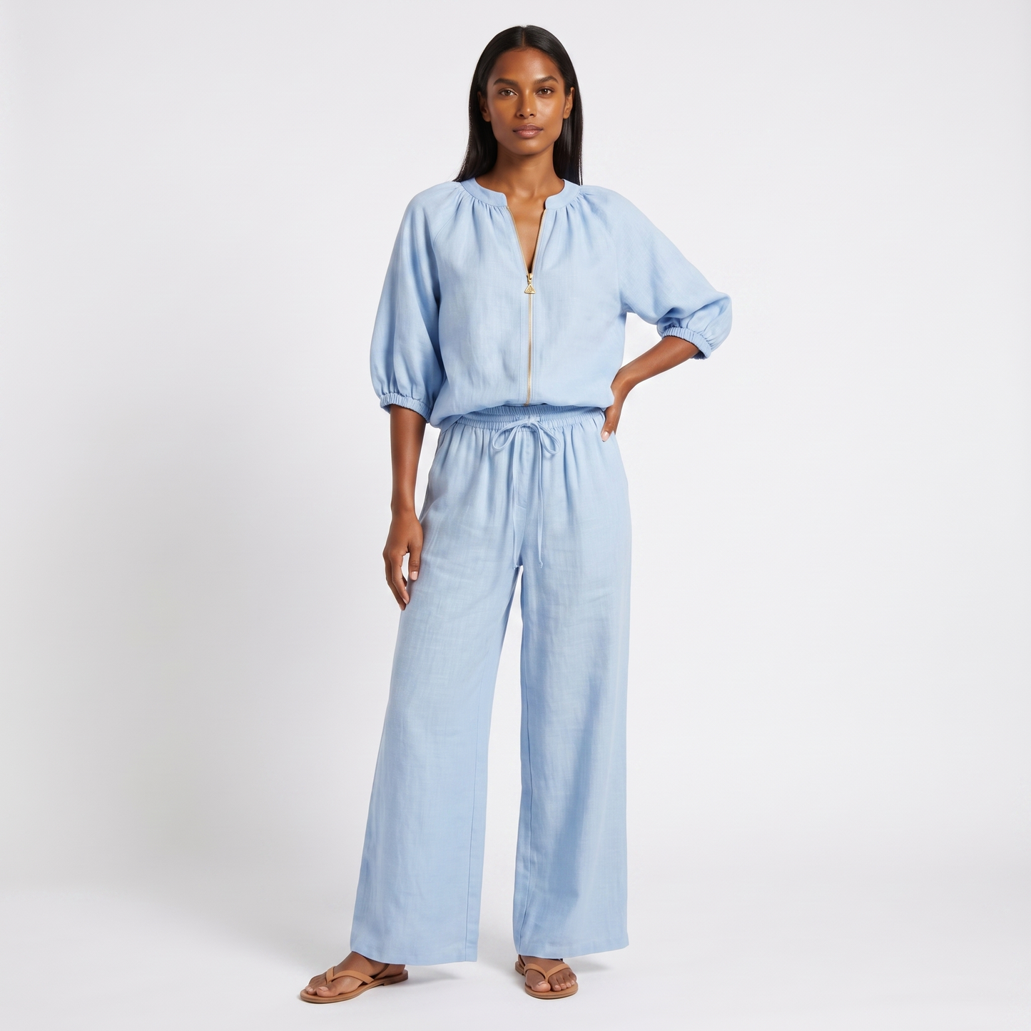 Linen co-ord set - light blue