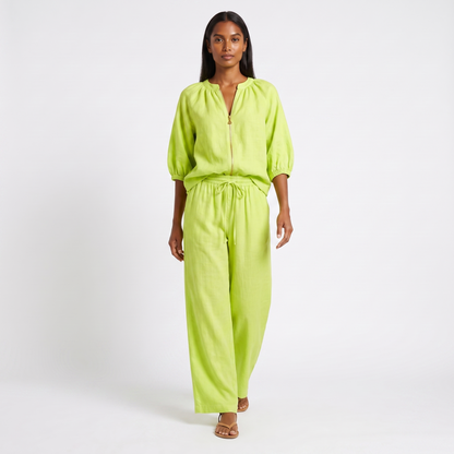Linen co-ord set - fluorescent green
