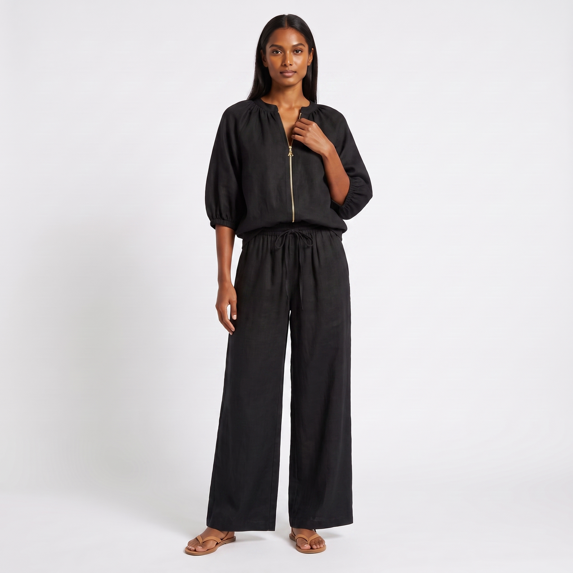 Linen co-ord set - black