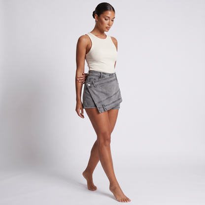 Maeve denim skort in grey