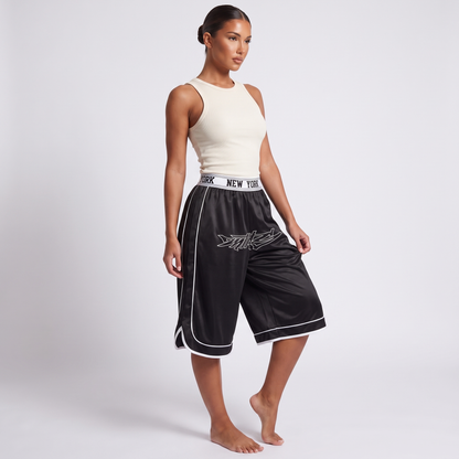 Maeve printed casual shorts black - three-quarter view
