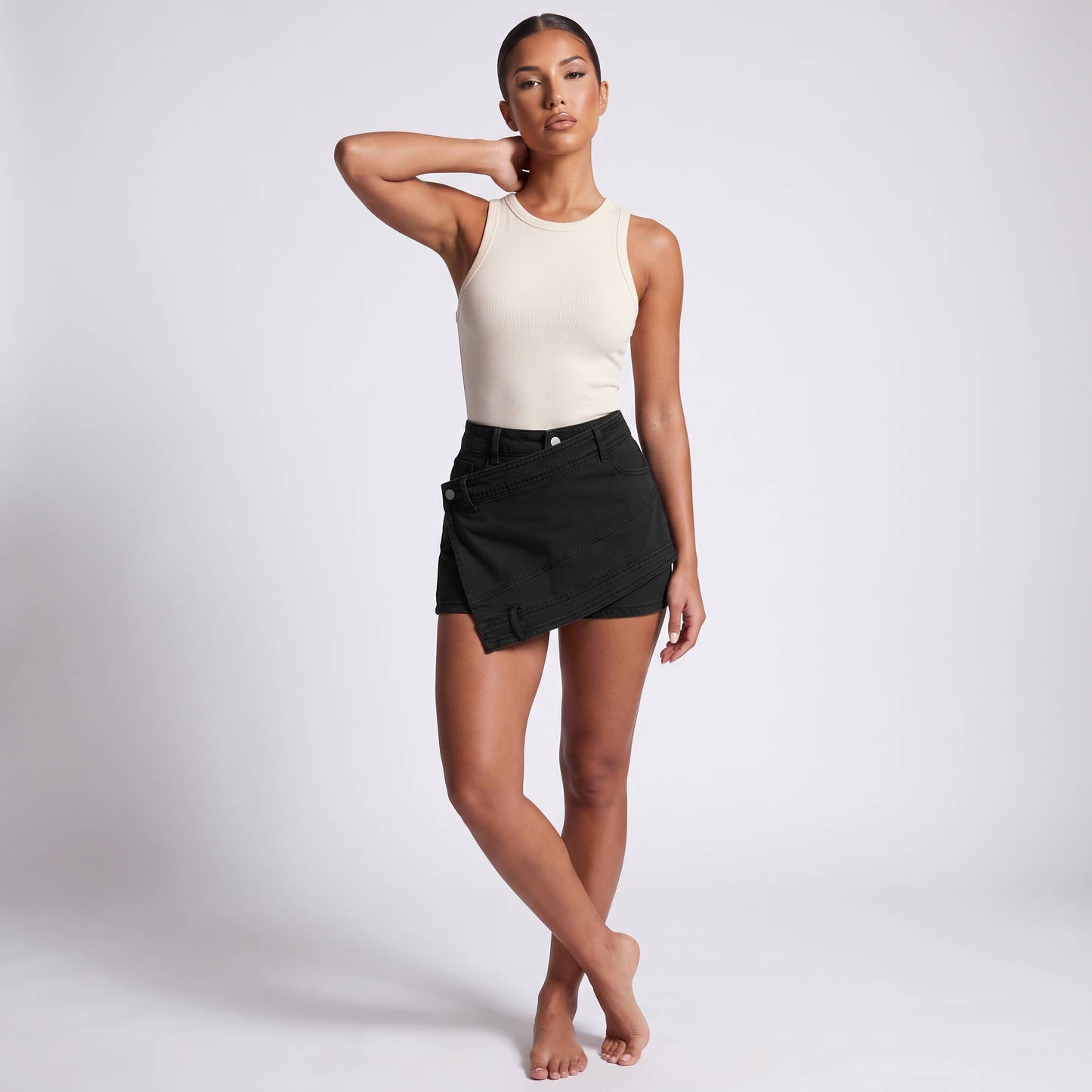 Maeve denim skort in black
