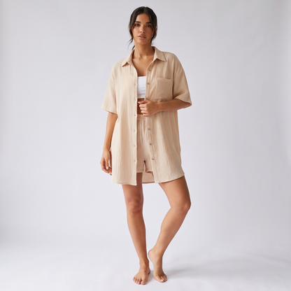 Maeve women's two-piece shorts set in apricot