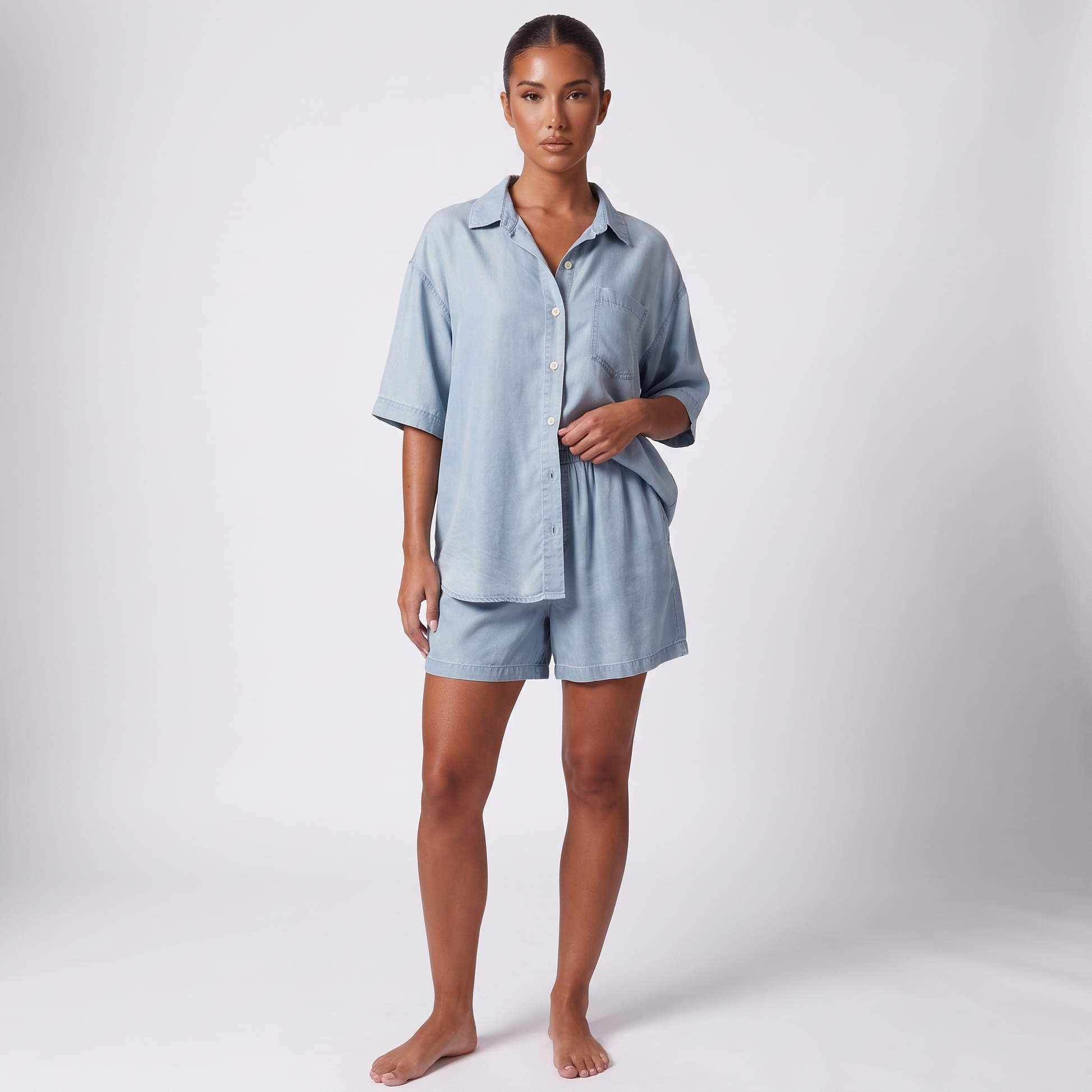 Maeve Women's Tencel Denim-Look Suit - Two-Piece Set - full look