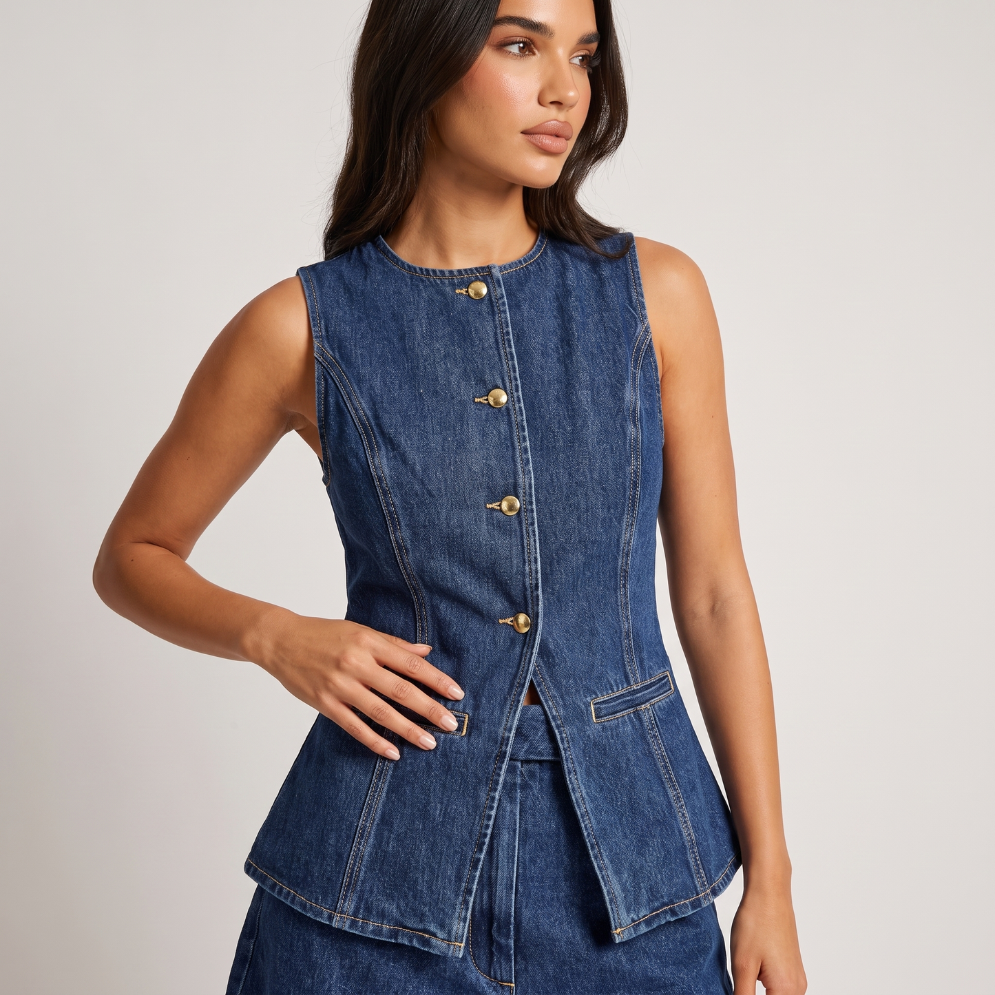 Maeve denim sleeveless top - detail