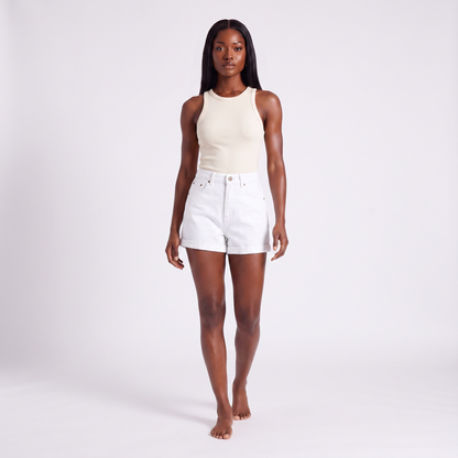 Maeve denim shorts white