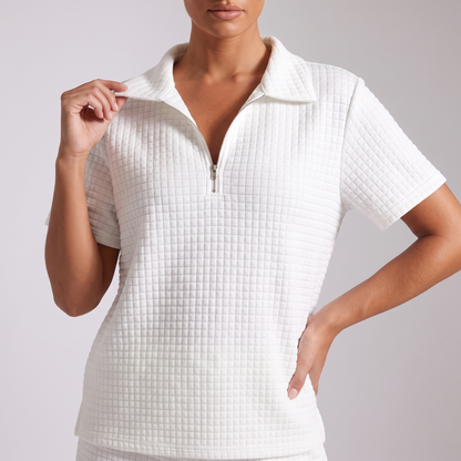 Maeve jacquard waffle set white top detail