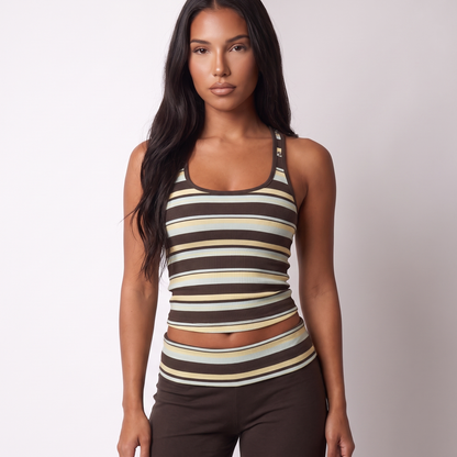 Striped racerback tank detail
