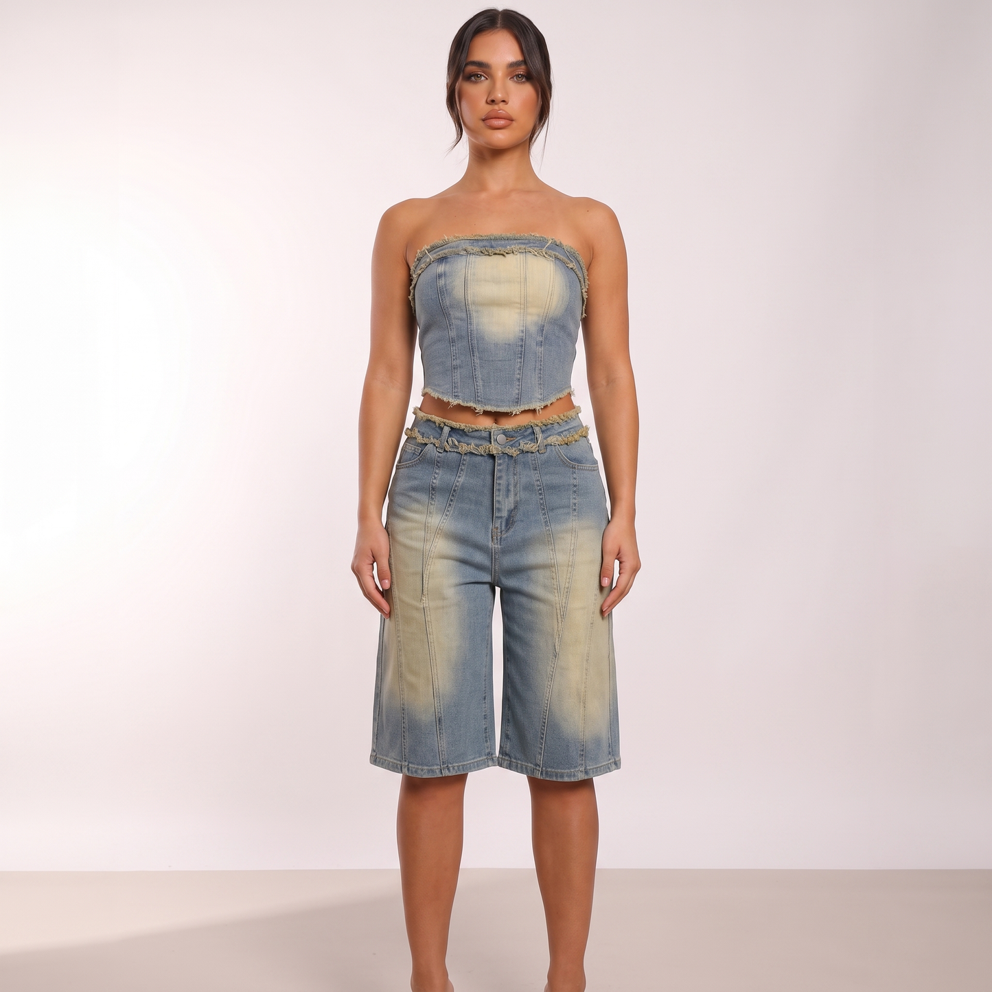 Maeve denim two-piece - full look