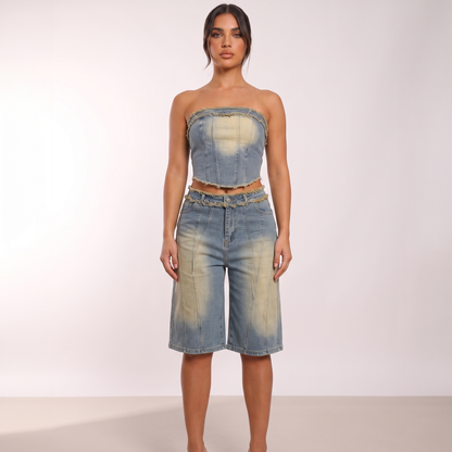 Maeve denim two-piece - full look