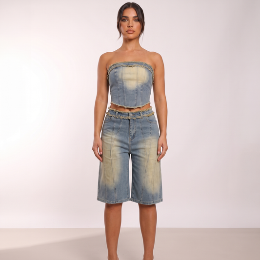 Maeve denim two-piece - full look