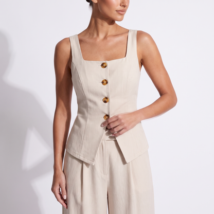 Elegant Sleeveless Top and Trousers Set — vest detail
