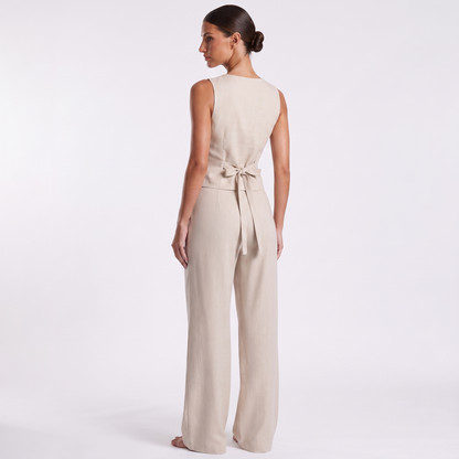 Elegant Sleeveless Top and Trousers Set — back