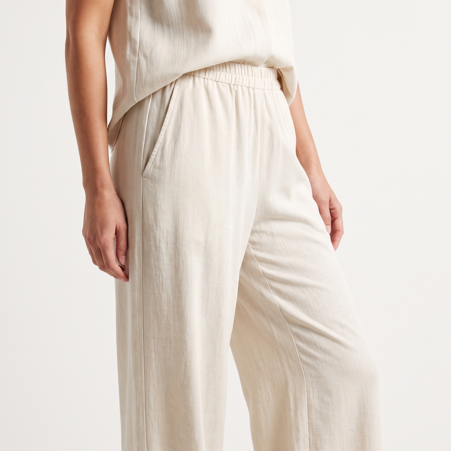 Women's Halter Neck Casual Set — white trouser detail